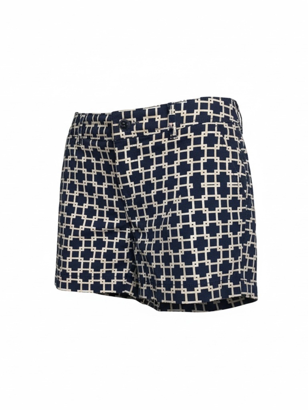 Ann Taylor Navy & White Geometric Print Bermuda Shorts